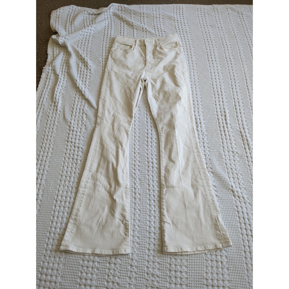 Mother High-Waisted Weekender Skimp Flared Sz 26 Play Date Antique White 26X30